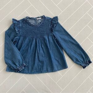 Crewcuts Ruffle Detail Denim Top Girl’s Size 12